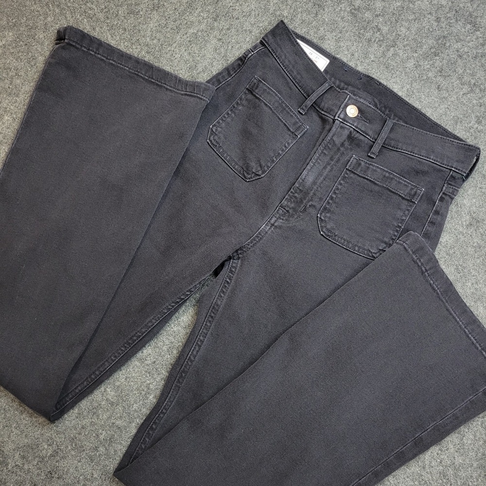 Gap Jeans Womens 26/2R Black Denim High Rise Stretch 70's Flare Leg Streetwear